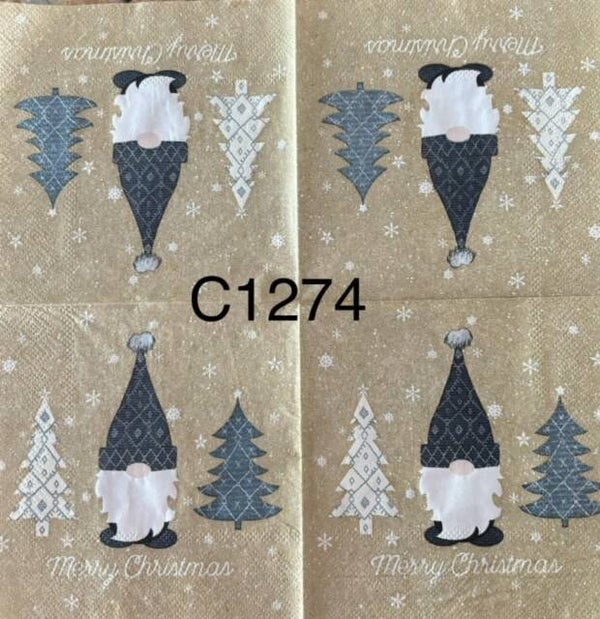 Gnomes (C1274) - Gnome with Two Trees "Merry Christmas"