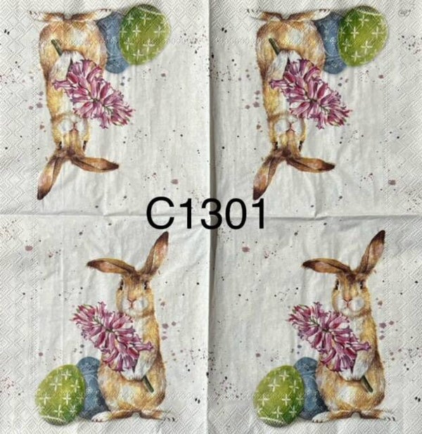 Easter (C1301) - Bunny Holding Flowers