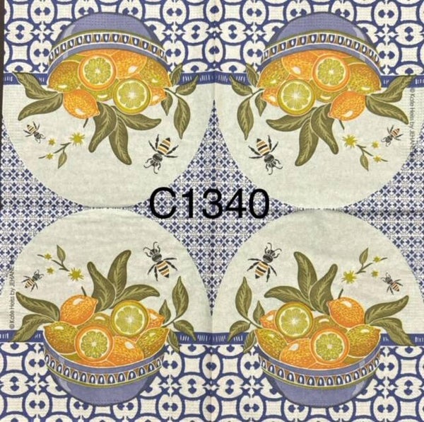 Fruits (C1340) - Blue Bowl filled with Lemonds