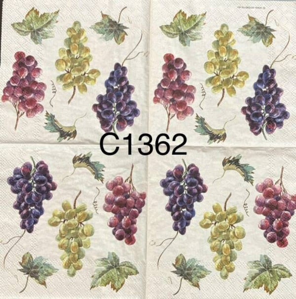 Fruits (C1362) - Purple, Green and Red Grape Bunches