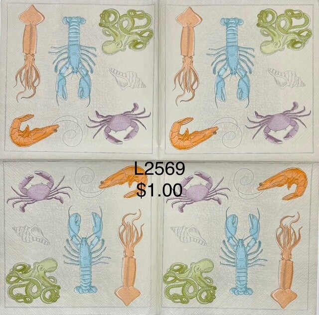 Beach (L2569) - Lobster, Crab, Octopus, Shrimp, Squid