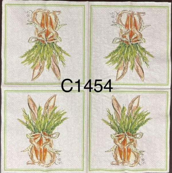 Easter (C1454) - Bunny Holding Carrot Bunch with Stems