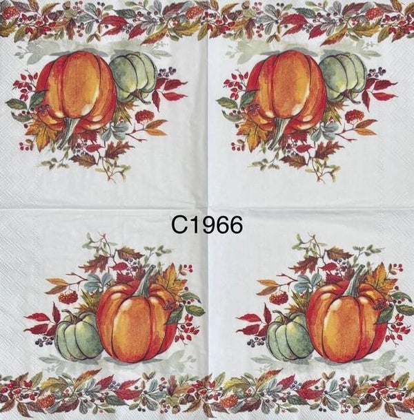 Fall (C1966) - Two Pumpkins with Fall Leaves as Border