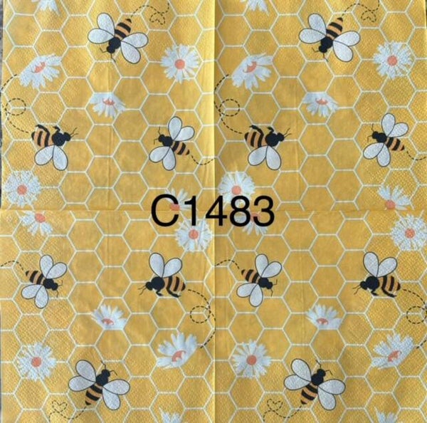 Bees (C1483) - Bees and Daisies in Honeycomb