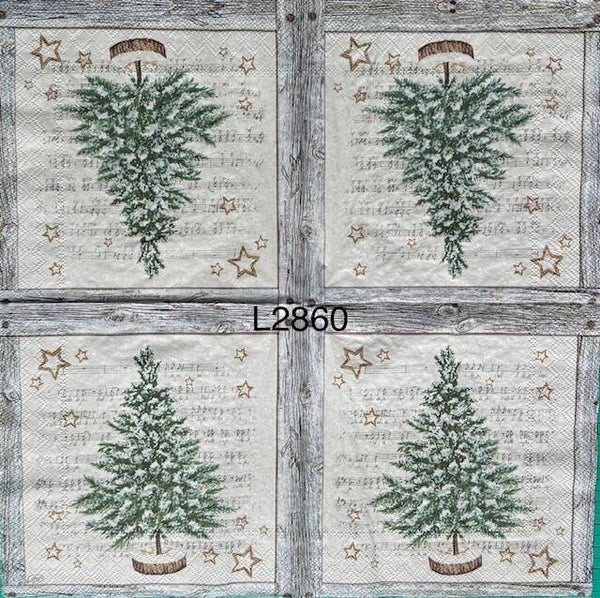 Christmas (L2860) - Christmas Tree with Song Lyrics and Music Notes in Background