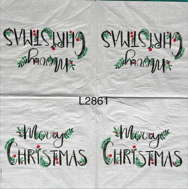 Christmas (L2861) - Merry Christmas with Holly and Berries in the Letters