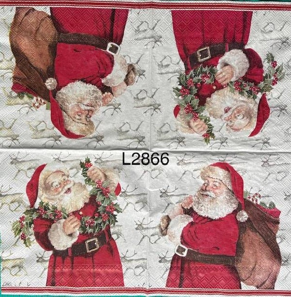 Christmas (L2866) - Santa with Reindeer Prints Behind Him