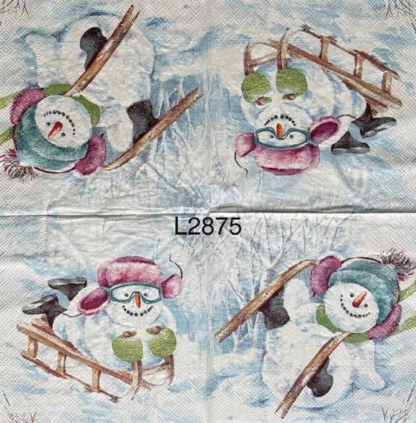Christmas (L2875) - Snowman Sledding and Skiing