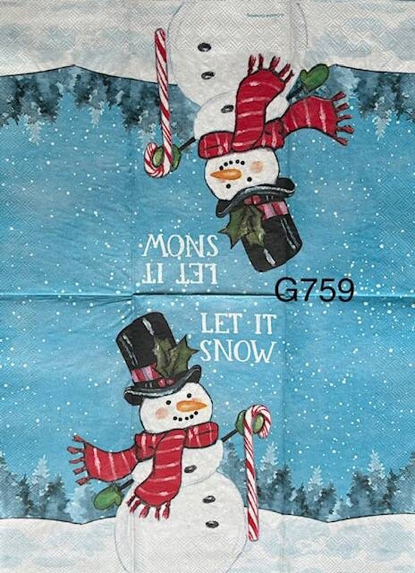 Christmas (G759) - Let it Snow Snowman Holding a Candy Cane