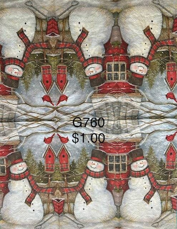Christmas (G760) - Snowman with Birdhouse and Cardinal on Top