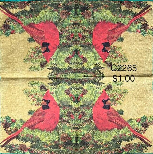 Christmas (C2265) - Cardinal on a Holly Branch with a Gold Background