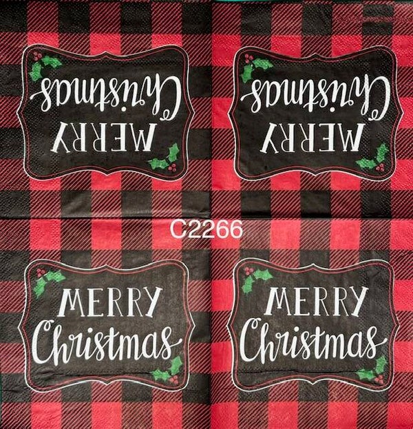 Christmas (C2266) - Red and Black Check "Merry Christmas"