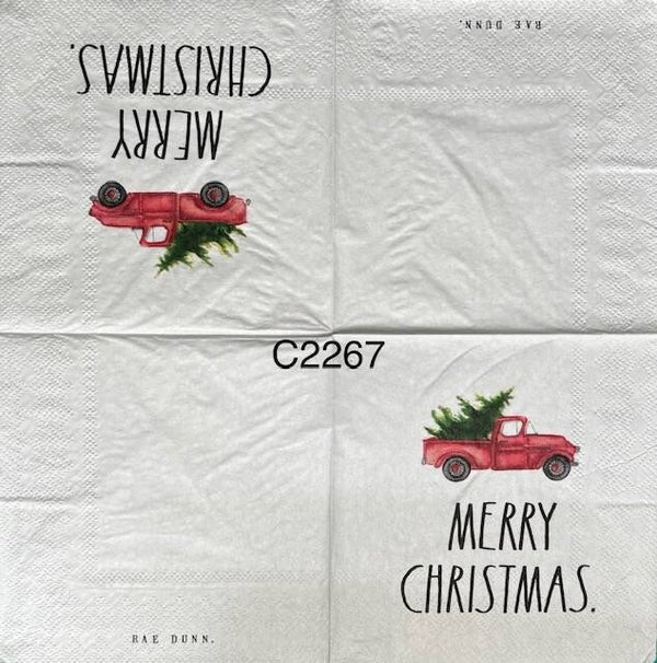 Christmas (C2267) - Red Truck with Tree in Trunk "Merry Christmas"
