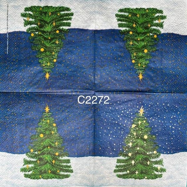 Christmas (C2272) - Christmas Tree Outside with a Dark Blue Background
