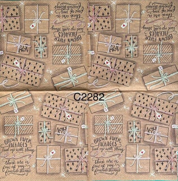 Christmas (C2282) - Holiday Gifts Wrapped in Brown Paper