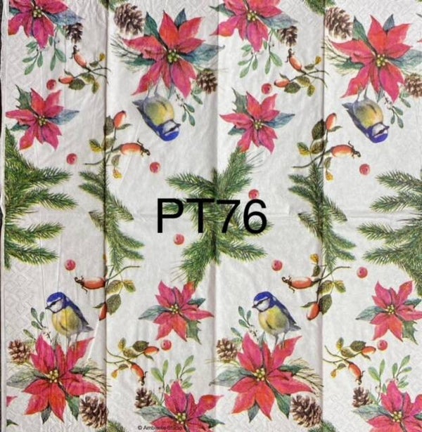 Christmas (PT76) - Bird on Poinsetta