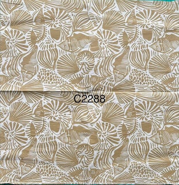 Beach (C2288) - Gold and White Shells Background