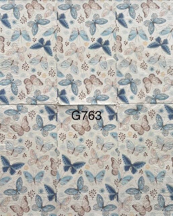 Butterflies (G763) - Blue and Tan Butterflies