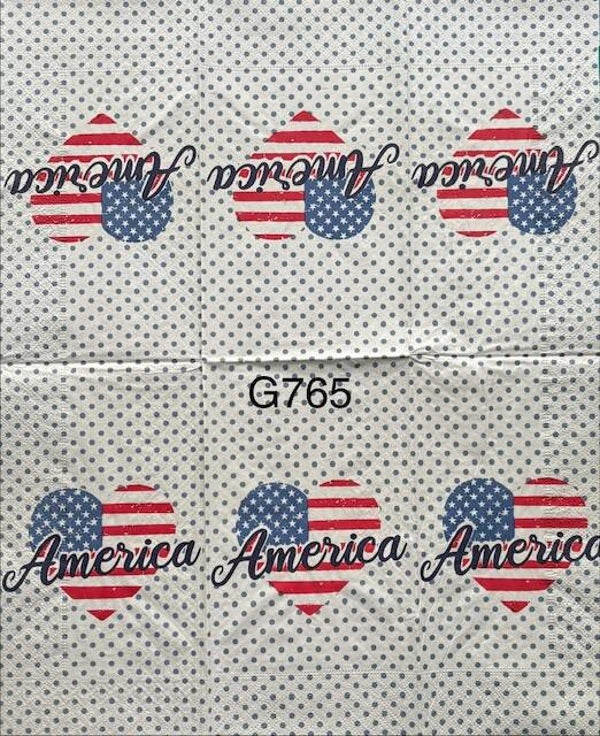 4th of July (G765) - Heart Flag with America Written on Top