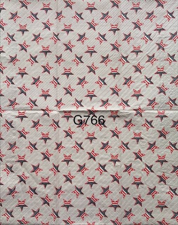 4th of July (G766) - Red and White Diagonal Strips with Red, White, and Blue Stars