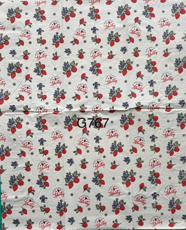 4th of July (G767) - "Sweet Land of Liberty" with Strawberry and Blueberry Bunches