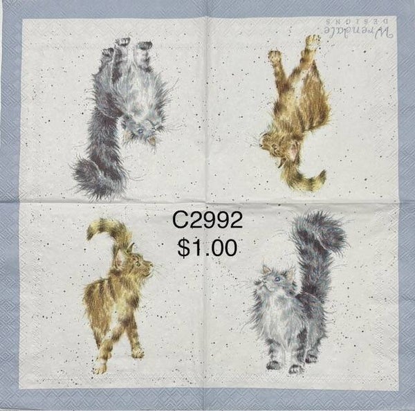Cats (C2992) - Gray Cat and a Brown Cat (Wrendale)