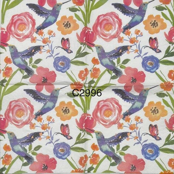 Birds (C2996) - Hummingbirds and Flowers