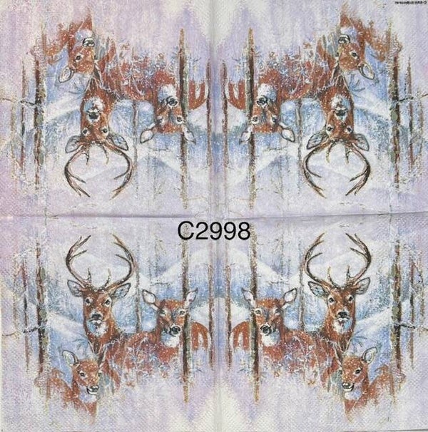 Deer (C2998) - Buck and Two Does in the Winter Snow