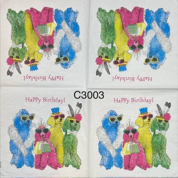Dogs (C3003) - Poodles "Happy Birthday"