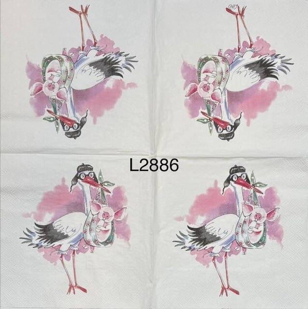 Baby (L2886) - Stork Holding a Baby Pig (girl)