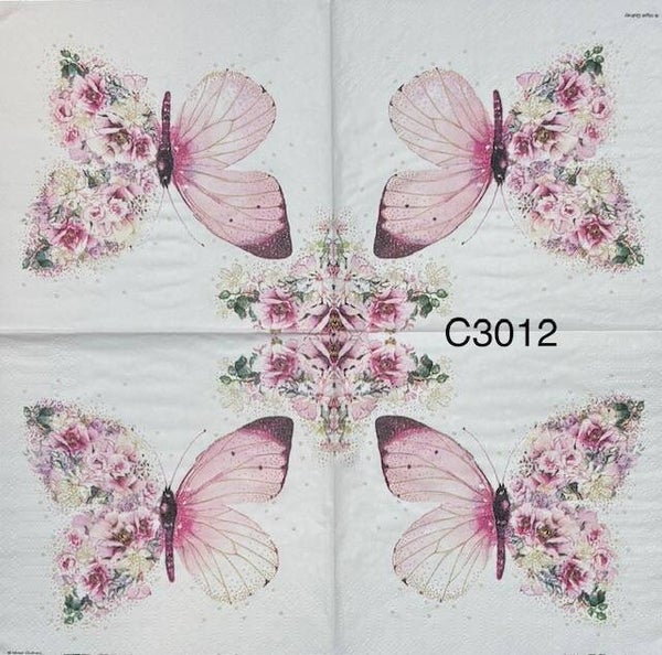 Butterflies (C3012) - Pink Butterfly with one Wing Made Out of Flowers