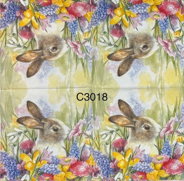Easter (C3018) - Bunny Smelling a Flower in a Flower Bed