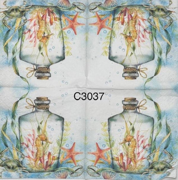 Beach (C3037) - Sea Horse in a Glass Bottle Under the Sea