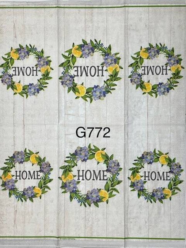 Saying (G772) - Lemon Slice and Purple Flowers in a Wreath "HOME"