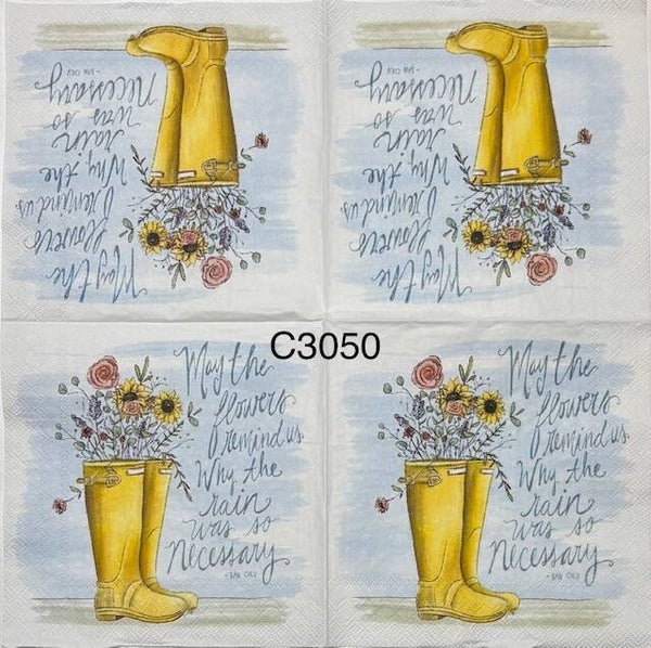 Flowers (C3050) - Yellow Boots and Sunflowers "May the flowers remind us why the rain was so necessary"