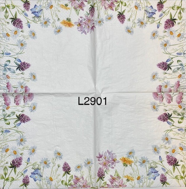 Flowers (L2901) - Wild Flowers Along Border of Napkin
