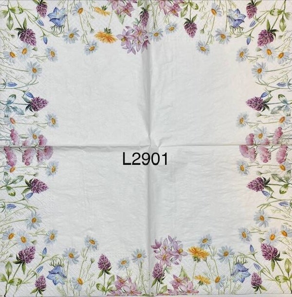 Flowers (L2901) - Wild Flowers Along Border of Napkin