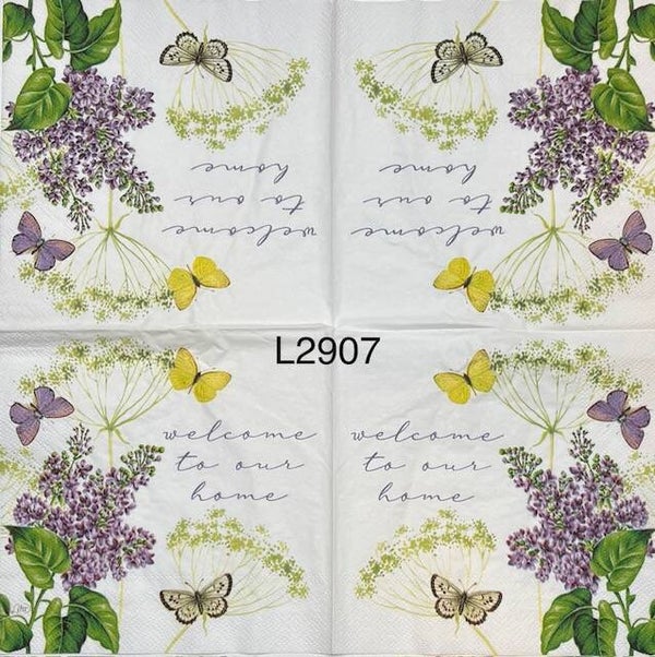 Flowers (L2907) - Lavender with Butterflies "welcome to our home"