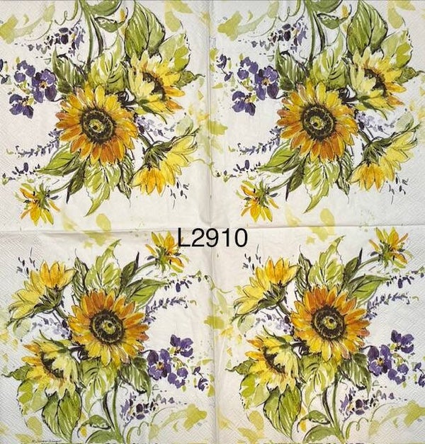 Sunflowers (L2910) - Sunflowers and Some Purple Small Flowers