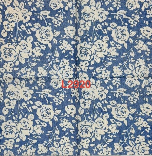 Flowers (L2920) - White Roses with a Blue Background
