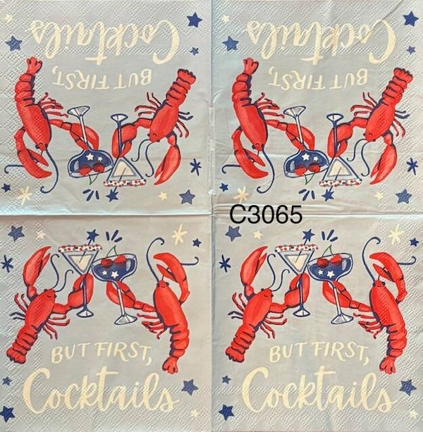 Beach (C3065) - Two Lobsters with Drinks "But First, Cocktails"
