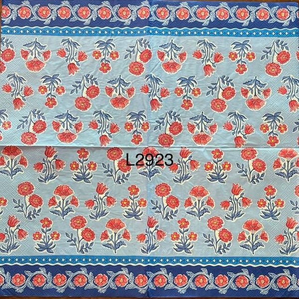 4th of July (L2923) - Red, White, and Blue Flowers on a Light Blue Background