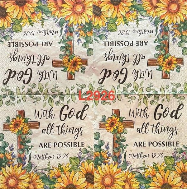 Easter (L2926) - Cross with Sunflowers "With God All Things Are Possible"