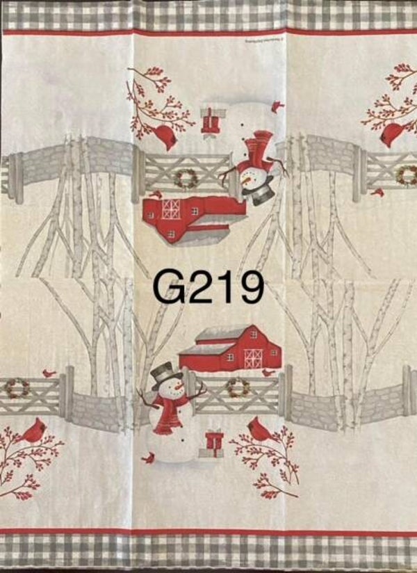 Christmas (G219/328) - Red Barn with Snowman and Cardinal