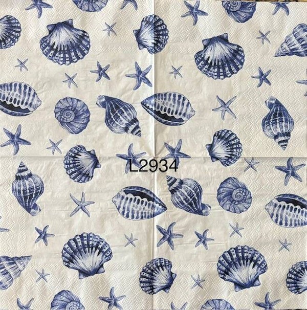 Beach (L2934) - Blue and White Shells and Starfish