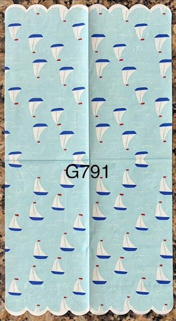 Beach (G791) - Sailboats on a Sky Blue Background