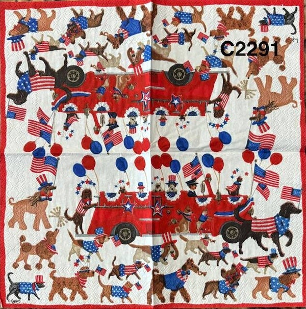 4th of July (C2291) - Dogs on Parade with Fire Truck
