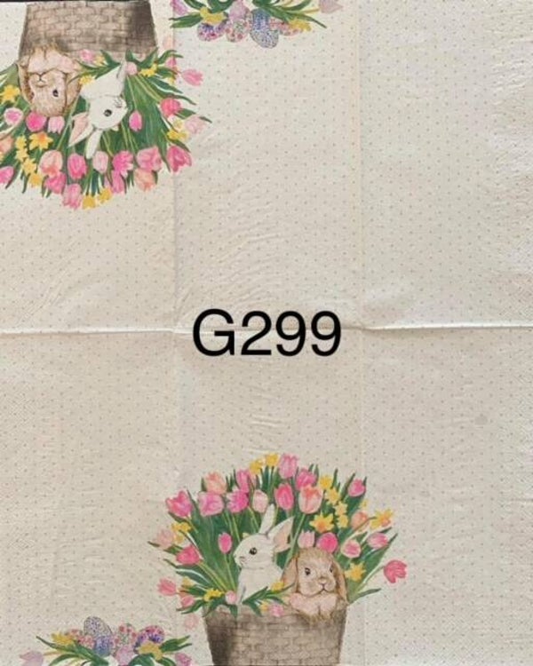 Easter (G299) - Bunnies Inside Wicker Basket with Tulips