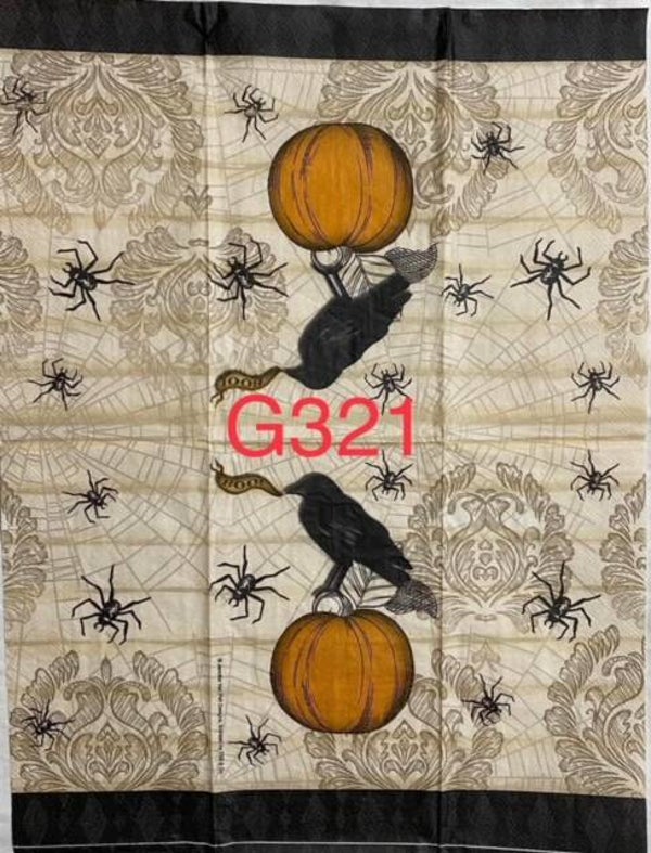Halloween (G321) - Black Crow Sitting On Pumpkin