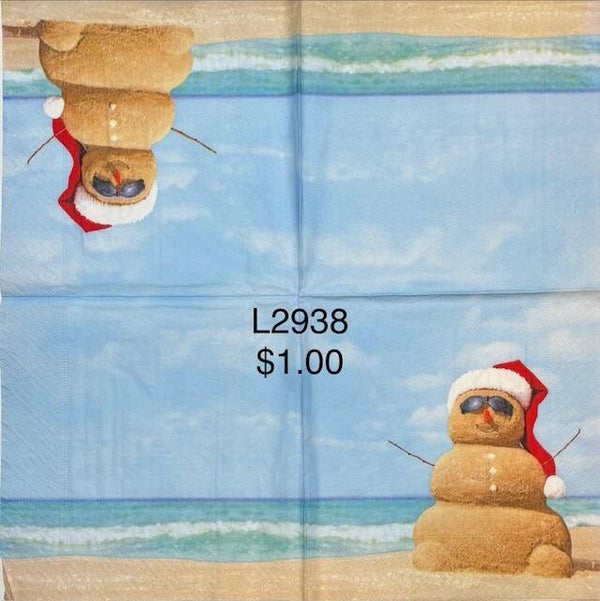Christmas (L2938) - Sand Snowman on the Beach